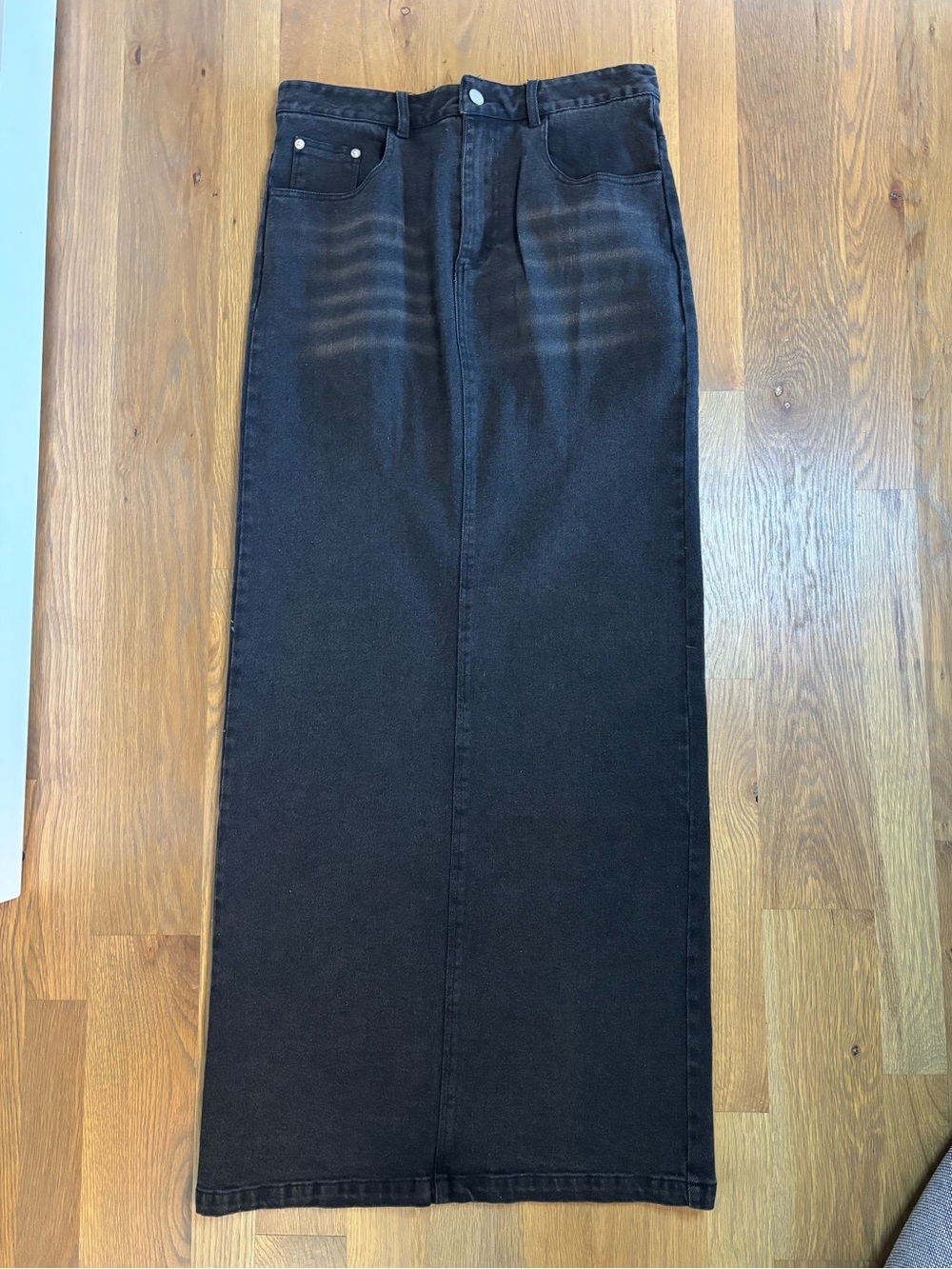 emory park Black Straight Denim Maxi Skirt